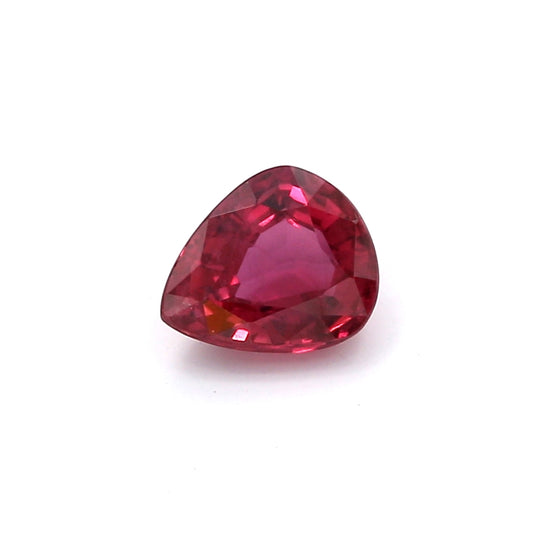 1.23ct Purplish Red, Pear Shape Ruby, H(b), Madagascar - 7.06 x 5.88 x 3.52mm
