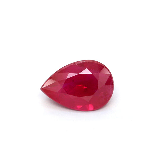 1.24ct Pear Shape Ruby, H(b), Myanmar - 8.13 x 5.65 x 3.52mm