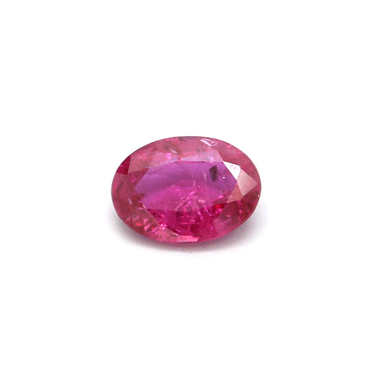 0.56ct Pinkish Red, Oval Ruby, Heated, Thailand - 6.09 x 4.52 x 2.31mm