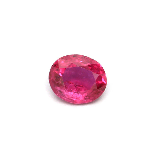 0.56ct Pinkish Red, Oval Ruby, Heated, Thailand - 5.48 x 4.62 x 2.65mm