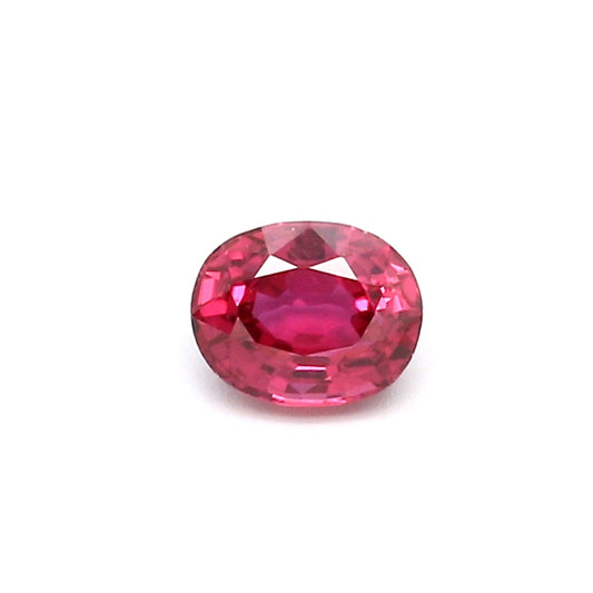 0.63ct Pinkish Red, Oval Ruby, Heated, Thailand - 5.22 x 4.18 x 3.15mm