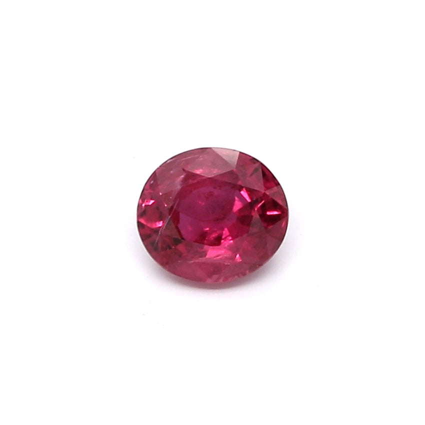 0.64ct Pinkish Red, Oval Ruby, Heated, Thailand - 5.37 x 4.84 x 3.05mm
