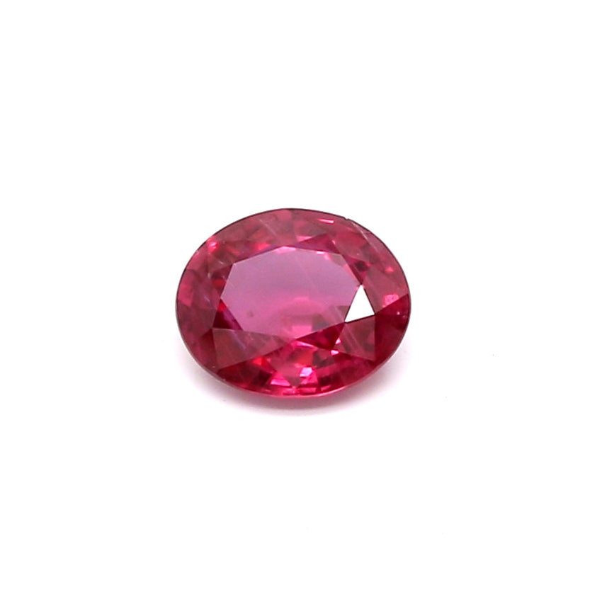 0.68ct Pinkish Red, Oval Ruby, Heated, Thailand - 5.87 x 4.94 x 2.79mm