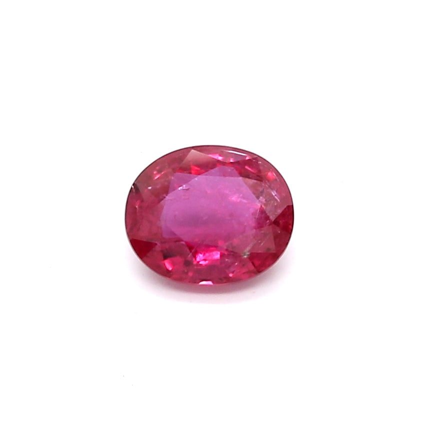 0.67ct Pinkish Red, Oval Ruby, H(b), Thailand - 5.96 x 4.98 x 2.57mm