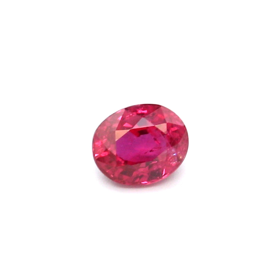 0.67ct Pinkish Red, Oval Ruby, Heated, Thailand - 5.38 x 4.45 x 3.18mm
