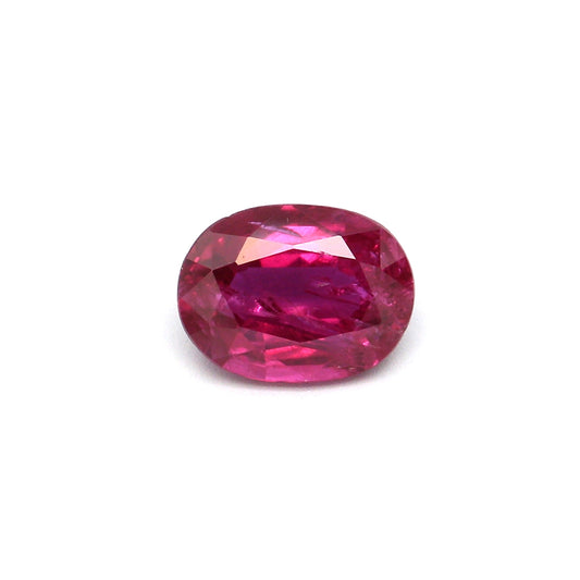 0.70ct Pinkish Red, Oval Ruby, Heated, Thailand - 6.31 x 4.73 x 2.60mm