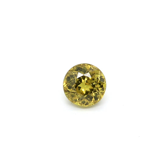 0.79ct Greenish Yellow, Round Sapphire, No Heat, Tanzania - 5.09 - 5.12 x 3.63mm