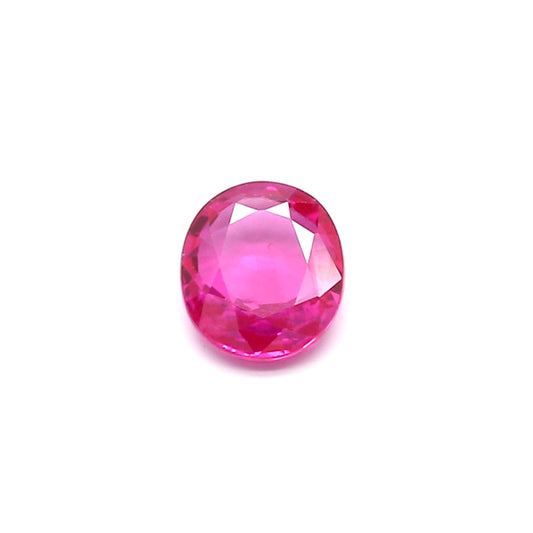 0.89ct Pinkish Red, Oval Ruby, H(b), Myanmar - 5.89 x 5.20 x 2.75mm