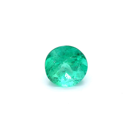 1.22ct Bluish Green, Round Emerald, Moderate Oil, Colombia - 6.94 x 6.94 x 4.94mm