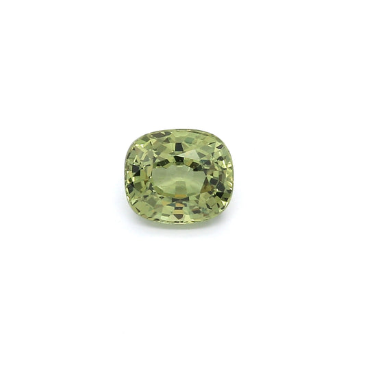 1.45ct Yellowish Green, Cushion Sapphire, No Heat, Madagascar - 6.56 x 5.72 x 4.16mm