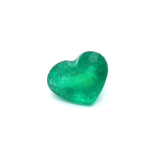 1.50ct Heart Shape Emerald, Moderate Oil, Colombia - 6.96 x 8.72 x 4.68mm