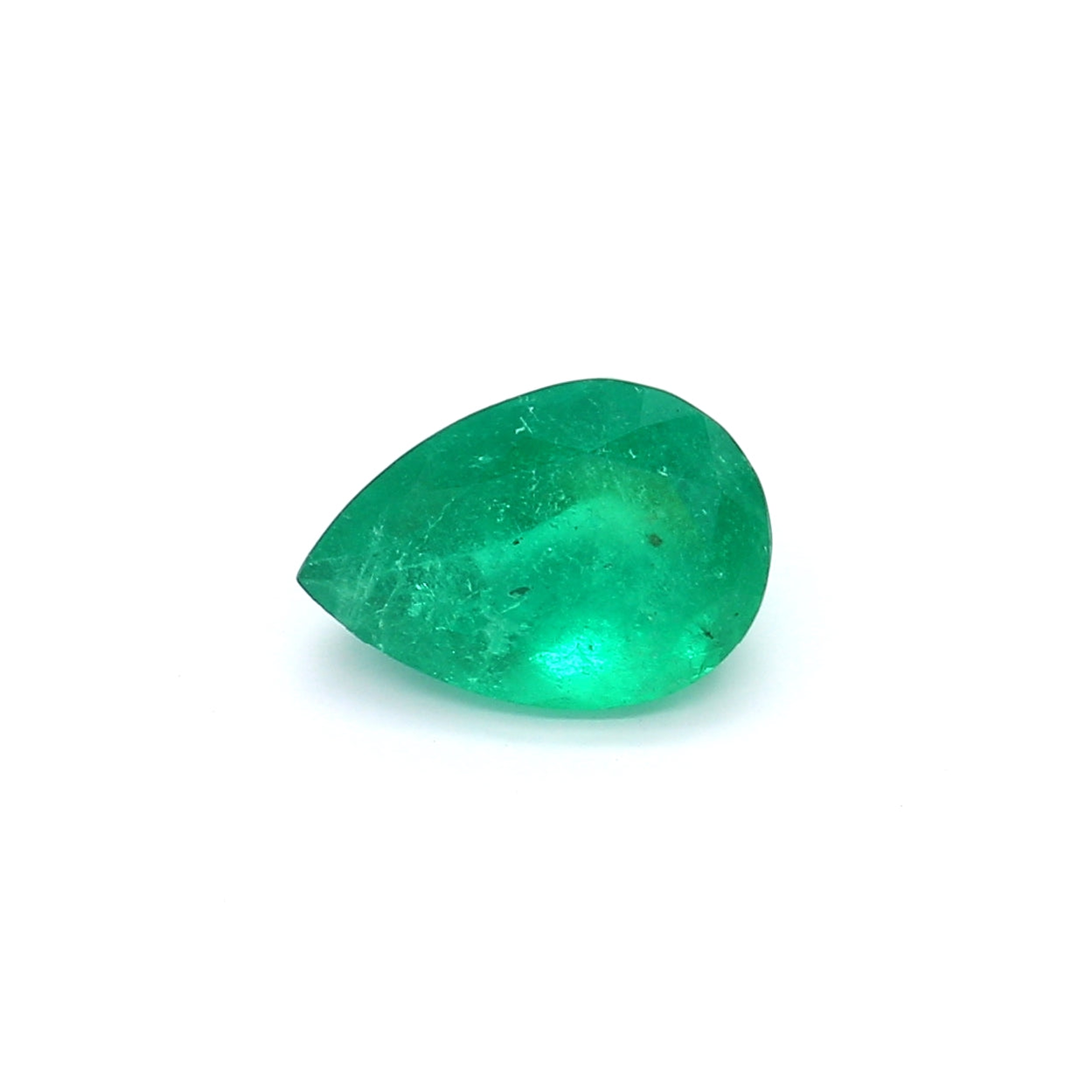 1.73ct Pear Shape Emerald, Moderate Oil, Colombia - 9.60 x 6.86 x 5.14mm