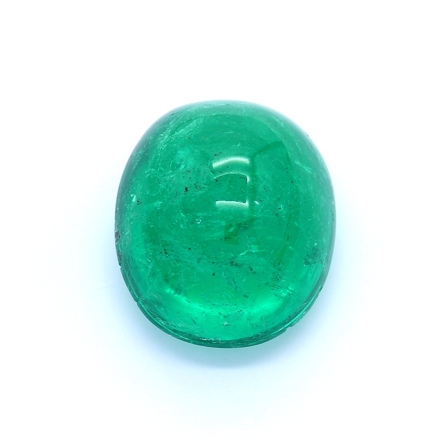 17.20ct Oval Cabochon Emerald, Moderate Resin, Colombia - 16.77 x 14.56 x 10.68mm