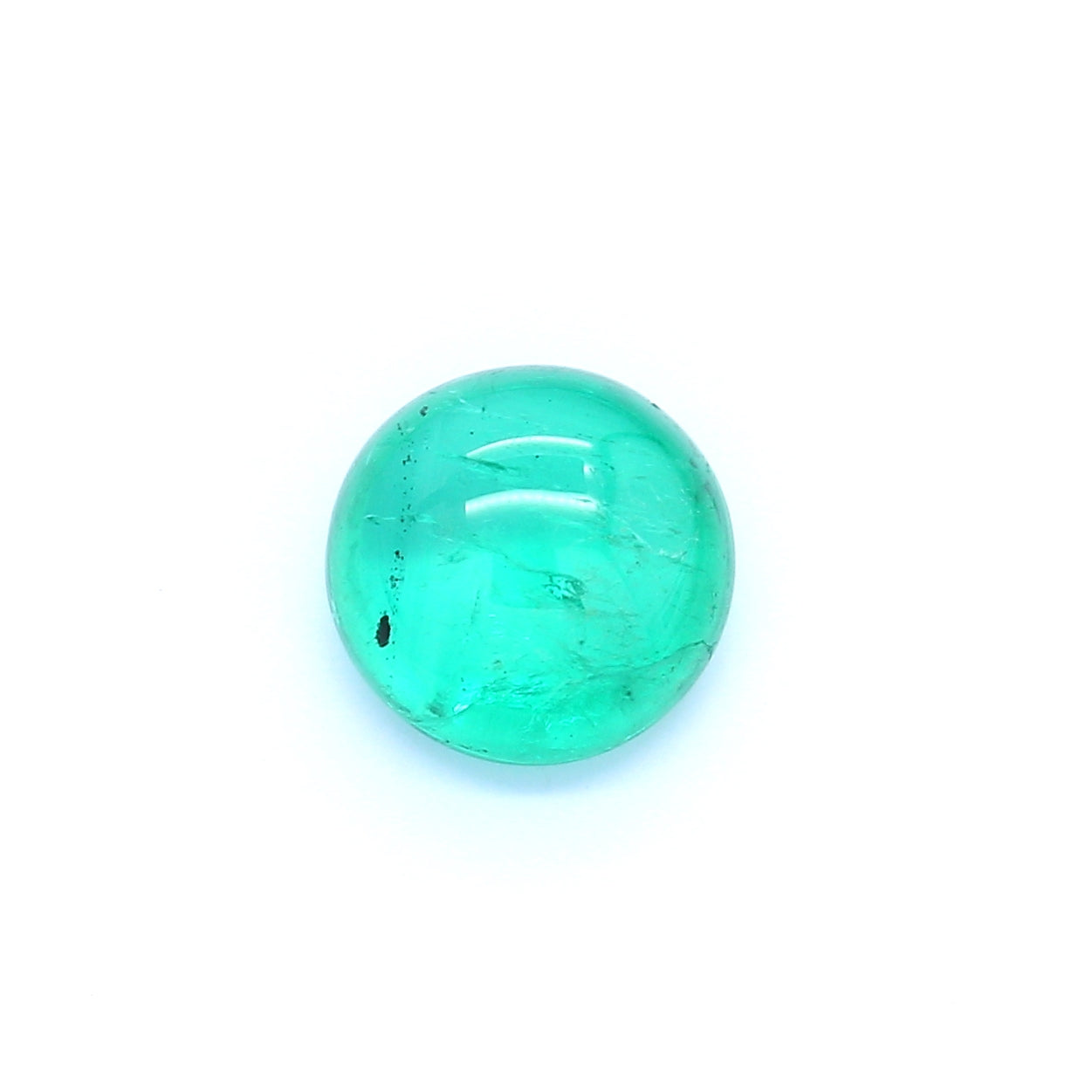 2.26ct Round Cabochon Emerald, Moderate Oil, Colombia - 8.13 - 8.21 x 4.86mm
