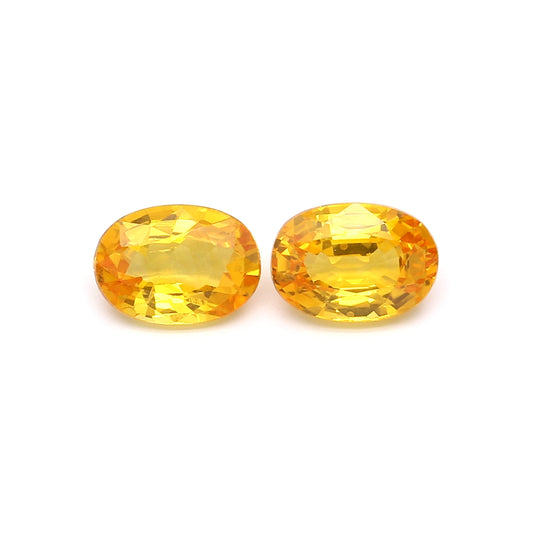 2.98ct Orangy Yellow, Oval Sapphire Pair, Heated, Sri Lanka - 8.2 x 5.9mm
