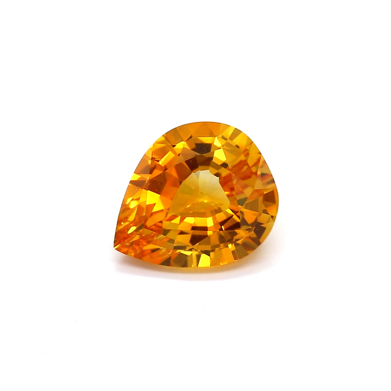 3.40ct Orangy Yellow, Pear Shape Sapphire, Heated, Sri Lanka - 10.50 x 8.80 x 4.89mm