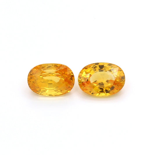 3.52ct Orangy Yellow, Oval Sapphire Pair, Heated, Sri Lanka - 7.9 x 5.7mm
