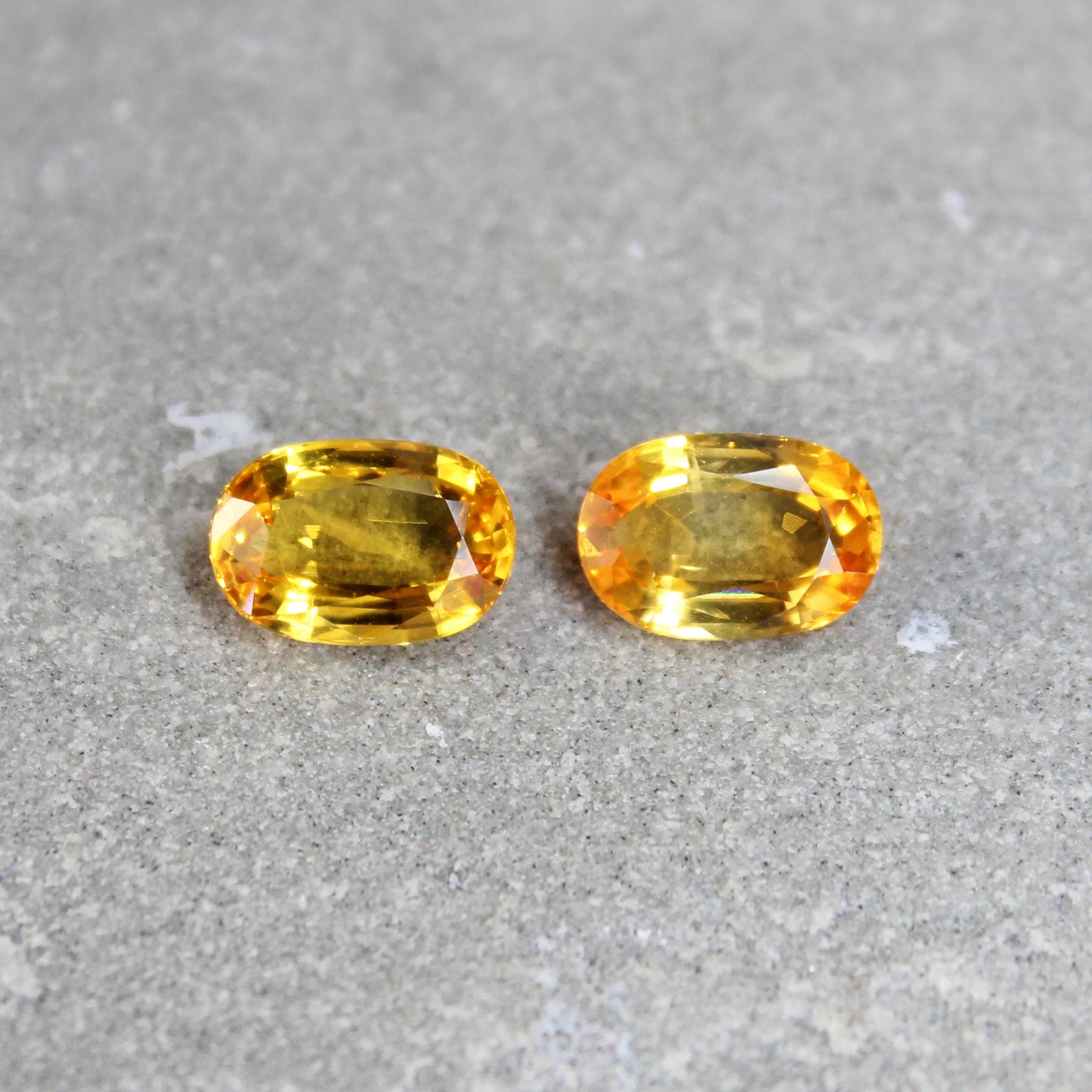 3.15ct Orangy Yellow, Oval Sapphire Pair, Heated, Sri Lanka - 8.3 x 5.7mm
